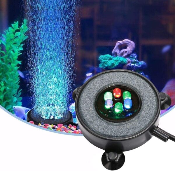 Unictop LED Aquarium Fish Tank Air Stone Light,Multi-Colored Bubble Disk for Fish