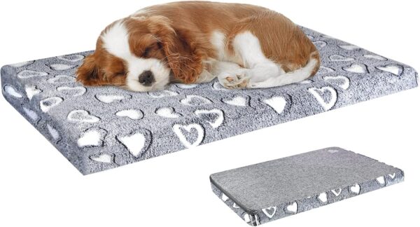 VANKEAN Dog Bed Mat Reversible(Warm & Soft), Stylish Pet Bed Mattress for Dog Crate, Water Proof Linings, Removable Machine Washable Cover, Pet Bed for Small to XX-Large Dogs, Light Grey