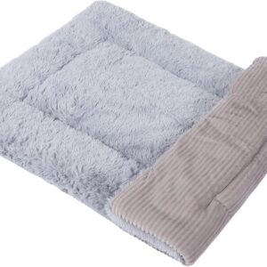 Vejaoo Dog Bed Mat Washable Cat Cushion Soft Premium Plush Dogs Mattress Sofa Dual Purpose Clearance for Small/Medium/Large Dog XZ014 (L(90 * 60CM), Wicker Gray)