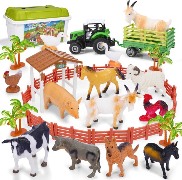 Veopoko 38 Pcs Kids Farm Animals Toys, Boys Girls Age 3 4 5 6 7 Year Old Gifts for 3-7 Year Old Girls Kids Toys for 3-7 Year Old Boys Girls Gifts Age 3-7 Educational Toys for Kids Animal Figures