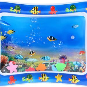 Vinuwu Water Sensor Play Mat,Inflatable Water Sensor Mat for Cats Thickened Water Play Mat Feel Cool Comfort for Cat (Tropical fish)