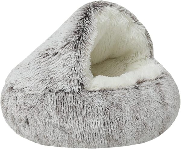 WGYTECH Cat beds for Indoor Cat Cave Hooded Plush Donut Cat Bed House，Warm Fleece Pet Cushion Sofa，Faux Fur Round Comfortable Self Warming Indoor Sleeping Bed For Indoor Kittens and Puppy Small Dogs