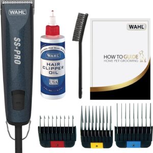 Wahl Dog Clippers, SS Pro Premium Dog Grooming Kit, Full Coat Dog Grooming Clippers for All Coat Types, Low Noise Corded Pet Clippers, Powerful and Quiet