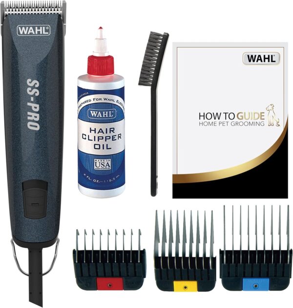 Wahl Dog Clippers, SS Pro Premium Dog Grooming Kit, Full Coat Dog Grooming Clippers for All Coat Types, Low Noise Corded Pet Clippers, Powerful and Quiet