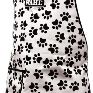 Wahl Paw Print Apron, Grooming Aprons with Pockets, Waterproof Bib for Pet Groomers, Water-Resistant, Anti-static Hair Repellent Dog Cat Grooming Apron, Pet Bathing Showering Smock