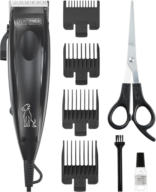 Wahl Performer Pet Clipper, Corded Dog Clippers, Full Coat Grooming Kit, High Carbon Steel Blades, Grooming Pets at Home, Powerful and Quiet, 4 Attachment Combs (3,6,9,13 mm)