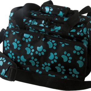 Wahl Professional Animal Travel Tote Bag with Zipper - Travel Bag - Storage Bag for Grooming Supplies - for Dog, Cat & Pet Groomers - 28.8 Inches, Turquoise Paw Print Design (#97764-300)