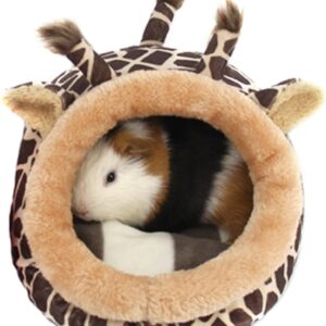 Winterworm Soft Plush Pet Cave Pet Bed with Removable Pad for Hamster Hedgehog Guinea Pig Baby Cat (Giraffe, L)