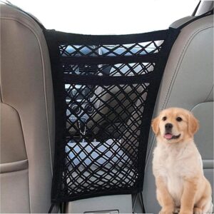 Xumann Dog Car Barrier, Dogs Guards for Cars, Dog Car Divider Guard with Auto Safety Mesh Accessories Stretchable Storage Bag, Suvs, 3 Layer Pet Driving Organizer Safety Travel