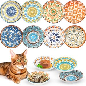 YZNlife 8 Pieces Cat Bowls Ceramic Cat Food Bowl 5.5 Inches Cat Dishes And Bowls Cute Kitten Bowl Wide Shallow Cat Feeding Bowls Cat Plate Cat Bowl Microwave and Dishwasher