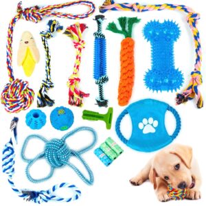 ZENO Dog Toys | Rope Chew Toys for Dogs | Strong Rope, Ball & Tug for Teething & Training | Puppy Teething Toys | 100% Natural Cotton | Great for Small, Medium & Large Puppies & Adults (18 Pack)