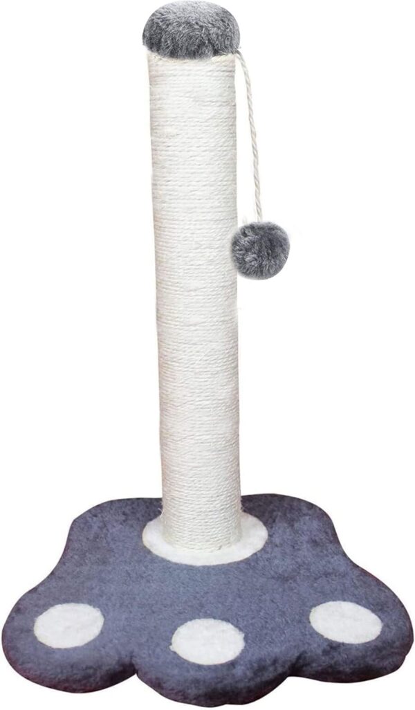 Ziya Shines Cat Scratcher | Cat Scratching Post with Hanging Ball | 40 cm Scratching Post Activity Center Sisal Rope Covered Soft Smooth Plush (Paw Base)