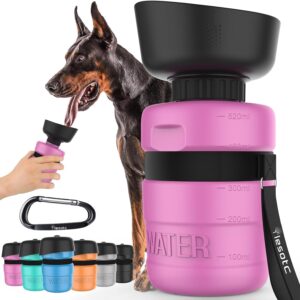 lesotc Dog Water Bottle, Portable Dog Water Dispenser, Dog Travel Water Bottle for Dogs, Squeeze Pet Water Bottle for Walking On The Go, Puppy Gift/Hiking Accessories Outdoor Bpa Free,520ml