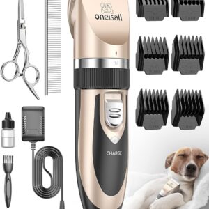 oneisall Dog Clippers Low Noise,Dog Grooming Kit, Cordless Dog Grooming Clippers Pet Shaver Trimmer for Dogs