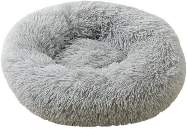 pet wiz Soft Calming Donut Bed - Premium Quality For Dogs & Cats - Anxiety Relief - 50cm, 80cm, 100cm - 6 Colours Available (50cm, Light Grey)