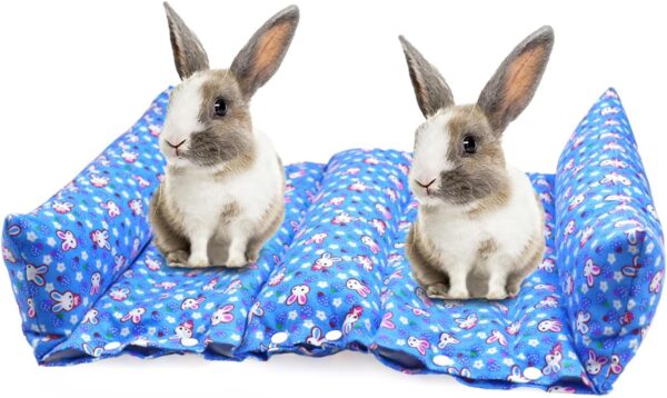 pranovo Double Flop Bed Rabbit Cuddle Bed Bunny Snuggle Bed with Detachable Pillows for Rabbits Small Pets Cats Prevent Sore Hock