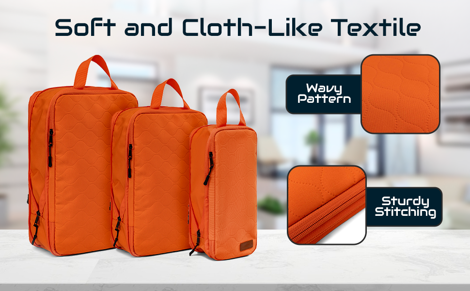 soft and cloth like textile, travel bags, packing cubes