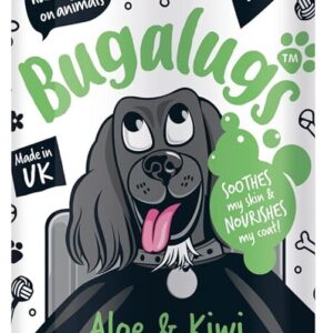 BUGALUGS Dog Shampoo - Soothing Aloe & Kiwi dog pet grooming shampoo & conditioner products for smelly dogs with tropical fragrance, best puppy sensitive skin shampoo (500ml)