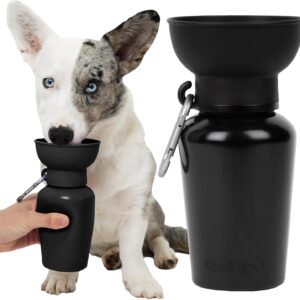 Springer Flip Portable Dog Water Bottle with Foldable Food Grade Silicone Bowl - 568ml Travel Dog Water Bottle Ideal for Camping - Easy Squeeze Hydration & Release to Drain