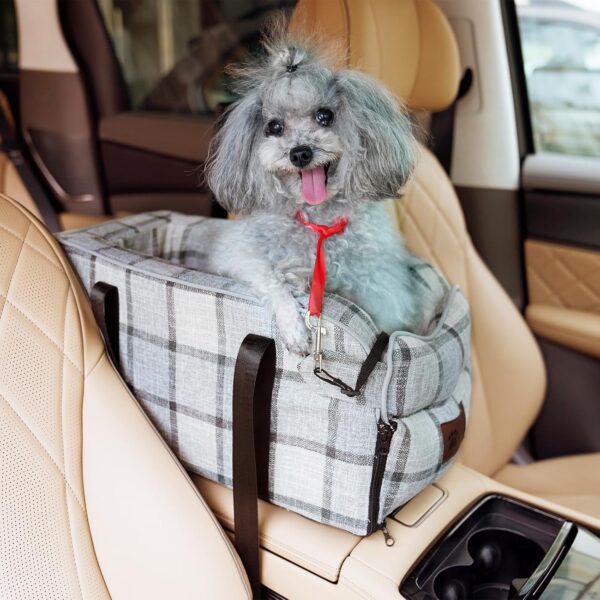 Dog Car Seat for Small Dogs Pet Car Booster Seat Detachable and Washable Dog Booster Seat for Small Pets Up to 13.5 Lbs Center Console Dogs and Cats Car Seat Fits Car Home Travel