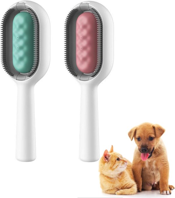 2 Pcs Pet Hair Removal Comb With Water Tank, Cat Hair Brush, Cat Brush, Cat Brush for Short Haired Cats, Used for Pet Massage and Removal of Loose Hair (Blue and Pink)