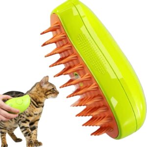 3 In1 Steamy Cat Brush - 1/2 PCS Self Cleaning Ste-am Cat Brush, Rechargeable Pet Steamer Brush with Rounded Ends, Multifunctional Cat Grooming Brush, Electric Pet Massage Comb, Pet Hair Removal Comb