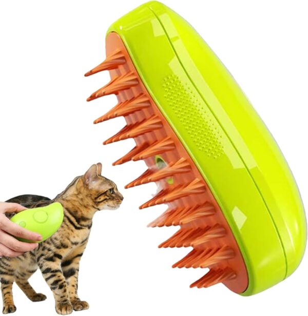 3 In1 Steamy Cat Brush - 1/2 PCS Self Cleaning Ste-am Cat Brush, Rechargeable Pet Steamer Brush with Rounded Ends, Multifunctional Cat Grooming Brush, Electric Pet Massage Comb, Pet Hair Removal Comb