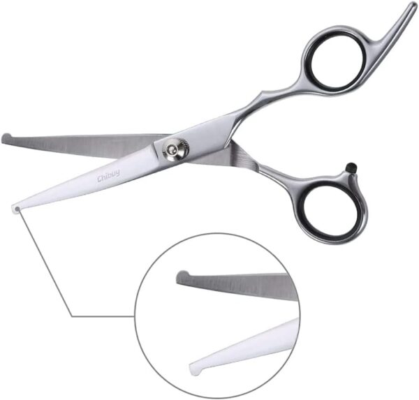 Chibuy Curved Dog Grooming Scissors with Round Tips, Pet Curved Shear for Dogs and Cats, 4CR Stainless Steel Pets Bending Scissors, Professional Pet Grooming Tools for Home - Image 2