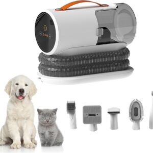 4BS Dog Grooming Vacuum, Dog Hair Vacuum, 12000Pa Strong Pet Grooming Vacuum for Dogs, Cats 2L Large Capacity Dog Cat Clippers for Shedding Grooming Hair, Quiet, 5 Pet Grooming Tools, 4bs