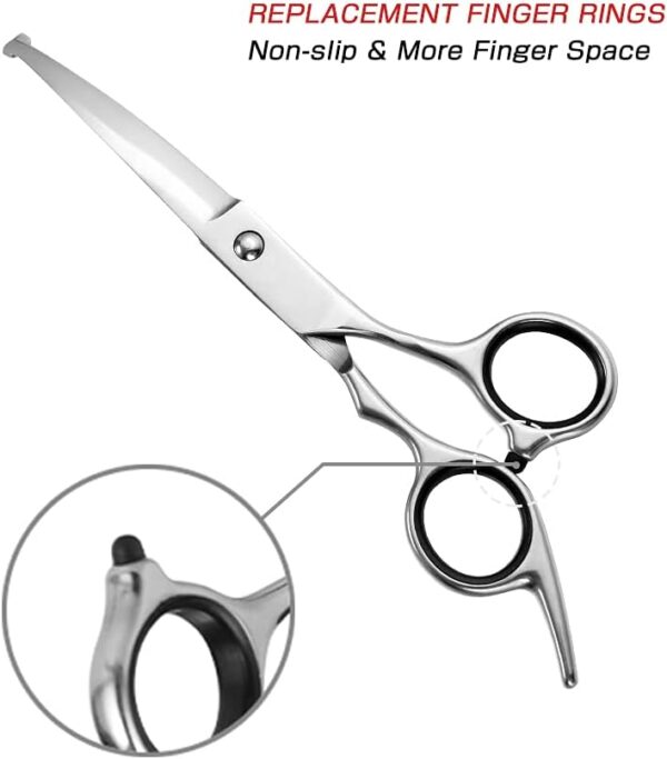 Chibuy Curved Dog Grooming Scissors with Round Tips, Pet Curved Shear for Dogs and Cats, 4CR Stainless Steel Pets Bending Scissors, Professional Pet Grooming Tools for Home - Image 3