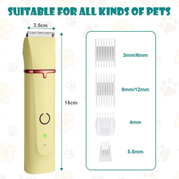 OFFCUP Dog Grooming Kit, Pet Hair Clipper, Grooming Clippers Pet Clipper Shaver Low Noise Rechargeable Cordless Dog Grooming Clippers Electric Pet Clippers for Dogs Cats Pets Hair Trimmer (Yellow) - Image 2