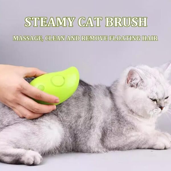 3 In 1 Steamy Cat Brush - Upgraded Multifunctional Cat Steamer Brush, Self Cleaning Steam Cat Brush for Massage, Steam Pet Brush for Removing Tangled and Loosse Hair - Image 2