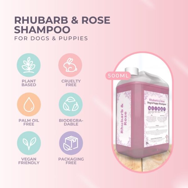 Peanut & Pickle | Rhubarb & Rose - Dog & Puppy Shampoo: Luxurious Summery Cleanse (5L) - Image 2