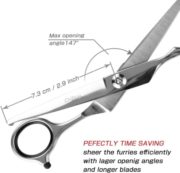 Chibuy Curved Dog Grooming Scissors with Round Tips, Pet Curved Shear for Dogs and Cats, 4CR Stainless Steel Pets Bending Scissors, Professional Pet Grooming Tools for Home - Image 4