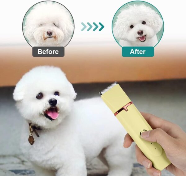 OFFCUP Dog Grooming Kit, Pet Hair Clipper, Grooming Clippers Pet Clipper Shaver Low Noise Rechargeable Cordless Dog Grooming Clippers Electric Pet Clippers for Dogs Cats Pets Hair Trimmer (Yellow) - Image 9