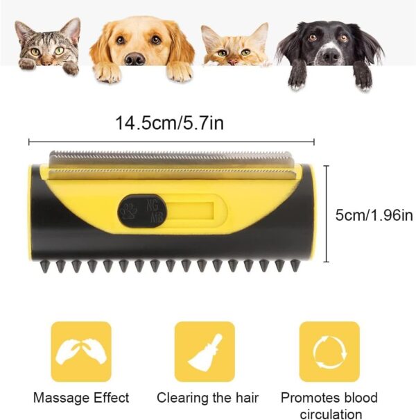 3-in-1 Undercoat Hair Brush, Reusable Pet Hair Remover, Deshedding Trimmer Tool, Pet hair Grooming Comb, Fur care dog brush, Depilatory Roller for Dogs, Cats and all pet hair types. (Yellow) - Image 3