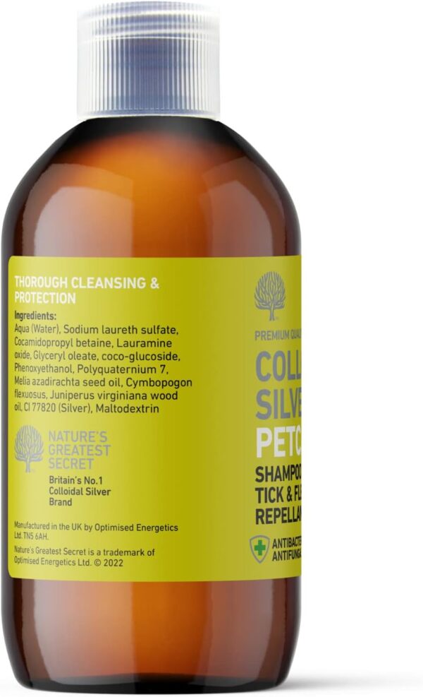 Nature's Greatest Secret Antibacterial Colloidal Silver Petcare Dog Shampoo - Now With Tick & Flea Repellent 250ml - Image 2