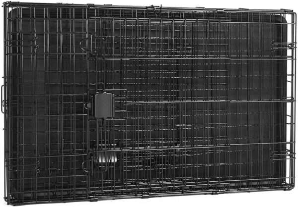 Amazon Basics Large Metal Dog Crate/Cage with Tray, Durable and Foldable Dog Cage with Double Door, Black, Large 91cm (36") - Image 5