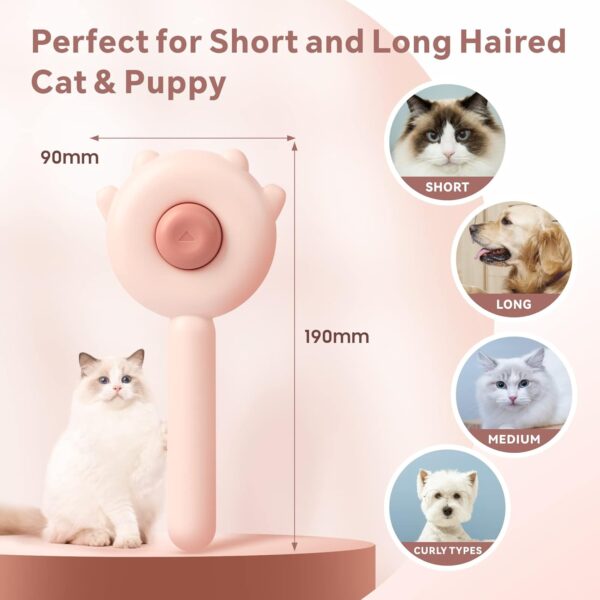 Cat Brush Dog Brush for Grooming, Baytion Self Cleaning Slicker Pet Brush for Short or Long Haired Cats Puppy Kitten Massage to Remove Loose Undercoat, Mats, Tangled Hair and Shed Fur - Image 4