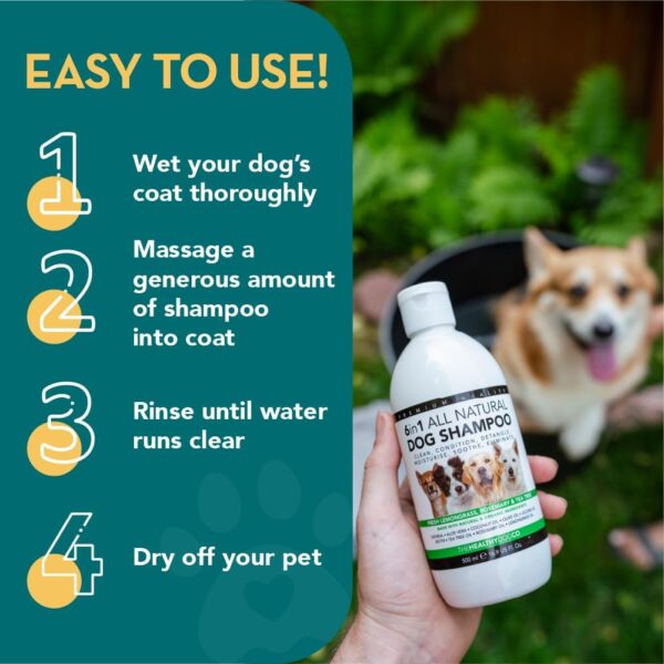 The Healthy Dog Co - 6-in-1 All-Natural Dog Shampoo and Conditioner - Dog Shampoo - Dog Shampoo for Smelly Dogs - Deshedding Shampoo for Dogs - Gentle Oatmeal Dog Shampoo and Puppy Shampoo - 500ml - Image 7