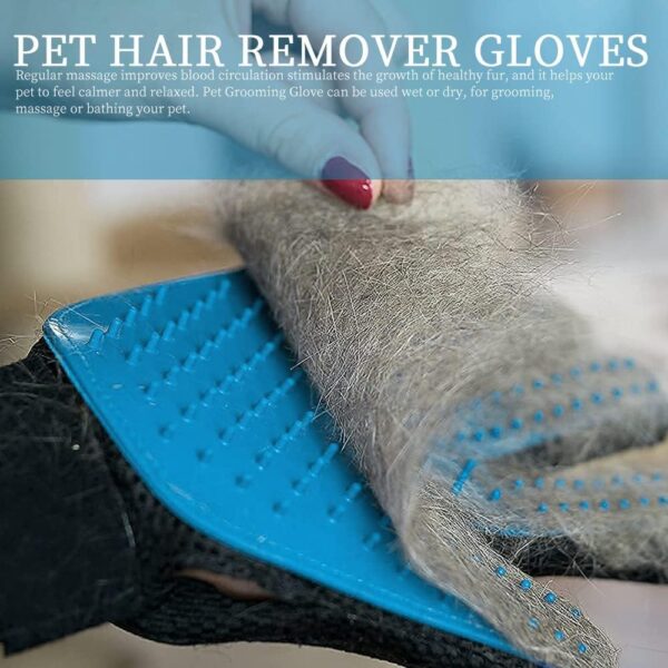 LNJBABAO 2PCS Pet Hair Remover Gloves Horse Grooming Mitts Deshedding Tool for Cats Dog Rabbits & Horses Bathing Hair Remover Gloves with Long and Short Hair - Image 5