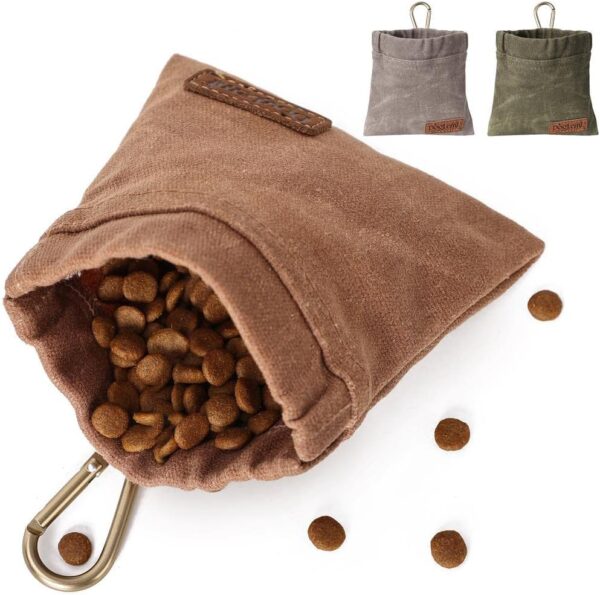 Dog Treat Bag, Puppy Dog Training Pouch Hands-Free Walking Dog Treat Pouch, Includes Carabiner, for Pet Puppy Travel or Outdoor Use (Brown) - Image 7