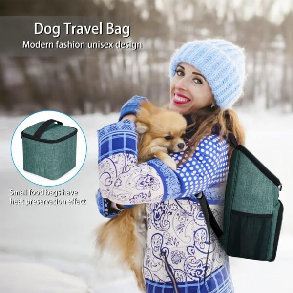 BAGLHER丨Dog Travel Bag,Airline Approved Pet Supplies Backpack,Dog Travel Backpack Accessories Set with 2 Silicone Collapsible Bowls and 2 Food Baskets. Green - Image 7