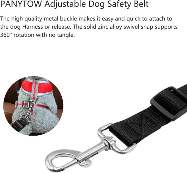 PANYTOW Adjustable Dog Safety Belt for Car-Dog Seat Belt for Car -Dog Car Harness | Pet Travel Accessories. (Black) - Image 5