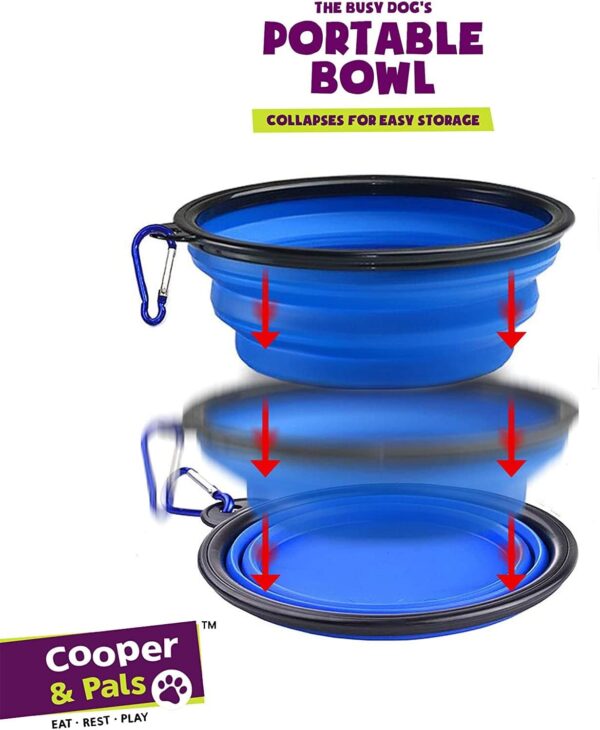 Cooper & Pals 3Pcs Collapsible Dog Bowl Portable Silicone Dog Water Bowl Pet Food Feeding Space Save Travel Bowl with Carabiner Carry Hook Small 350ml (12fl oz) (3pcs x Three colours (1 per colour)) - Image 2