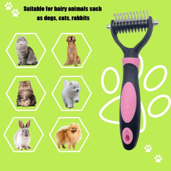 Dematting comb, Pet Grooming Tool to Remove Loose and Knotted Hair, for Cats, Dogs, Rabbits, Red - Image 6