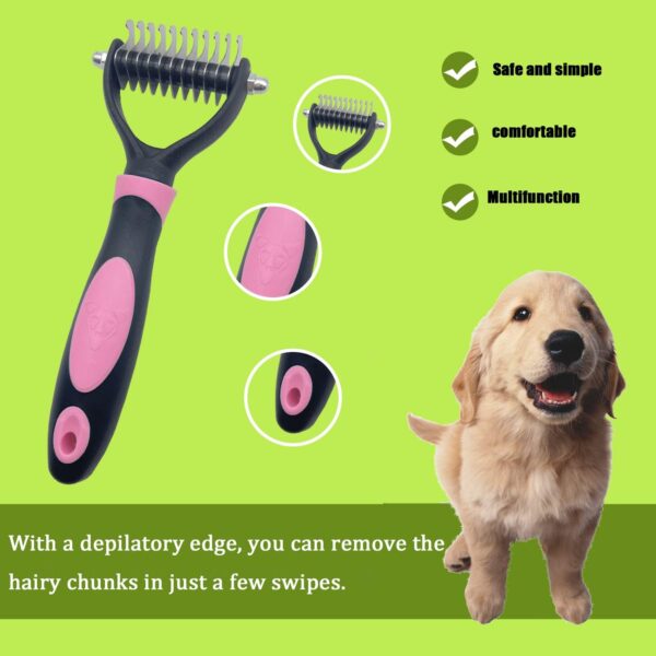 Dematting comb, Pet Grooming Tool to Remove Loose and Knotted Hair, for Cats, Dogs, Rabbits, Red - Image 4