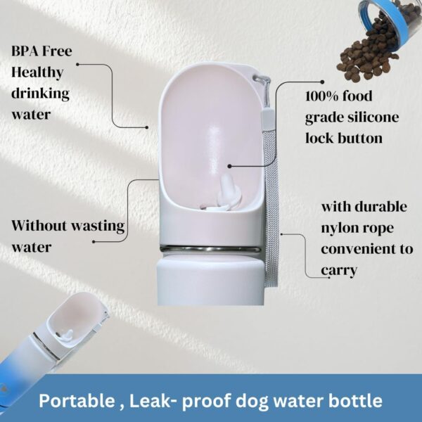 Belcka- 3in1 Portable Dog Water Bottle- 420ml Premium Stainless Steel Pet Drinking Bottle, Hot Water for 12h, Travel Dog Water Bottle with Food Container, Puppy Water Dispenser & Drinking Feeder - Image 2