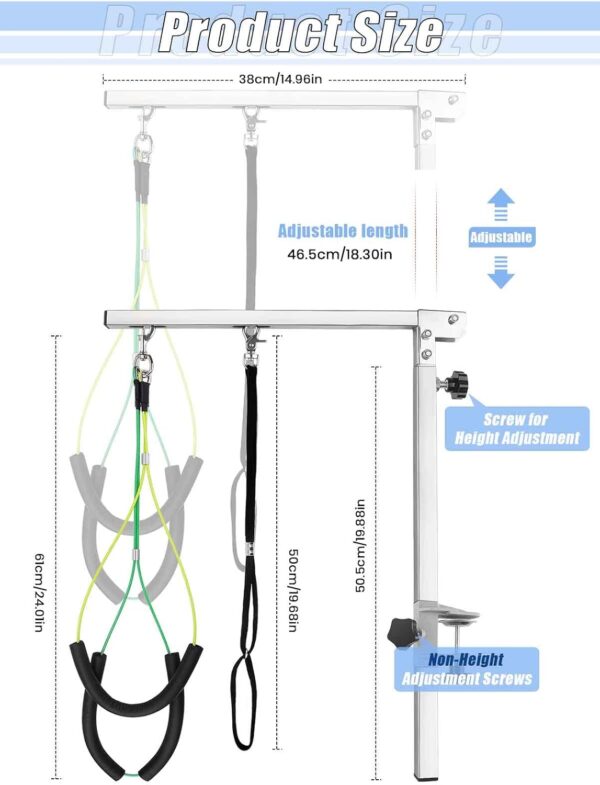 Kalolary Pet Grooming Arm with Clamp, Dog Grooming Loop Noose & Two No Sit Haunch Holder, 38 Inch Height Adjustable Grooming Arm for Large and Small Dogs Silver - Image 2