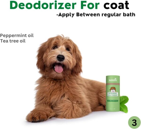 Dog Dry Shampoo Deodorant Powder Anti Itching & Fleas Smelly Dogs For Hair Skin Ear Paw & Baby Dogs Anti Licking Antifungal Yeast Infections Tea Tree Oil Talc Free With Organic White Clay No Plastic - Image 5